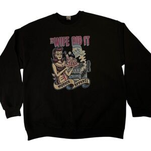 The Wife Did It Sweatshirt XL Black Graphic Crewneck Murder Apparel Gothic